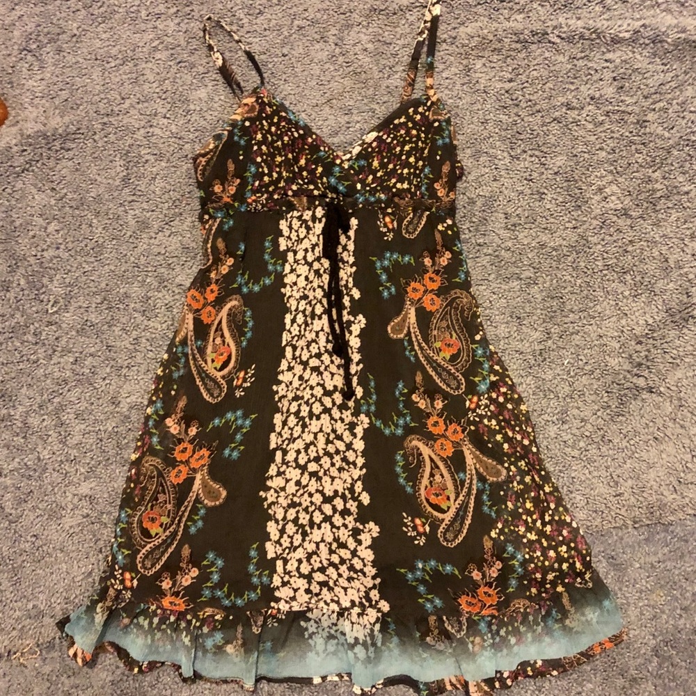 70s Style Vintage Looking Floral and Paisley Dress